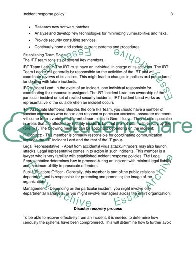 Incident response policy