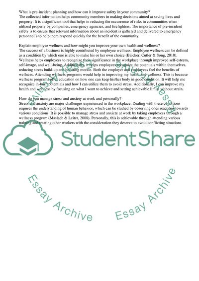 Safety Community: Pre-Incident Planning