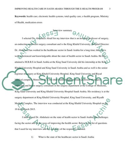 Healthcare in Saudi Arabia: The E-Health Program