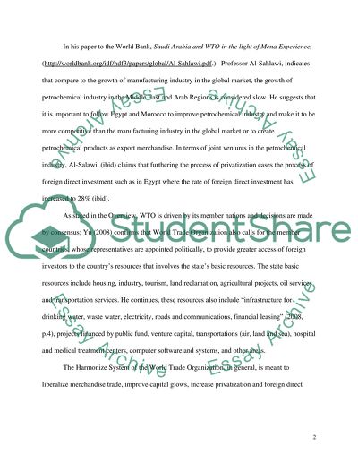 The Impact of the WTO on the Petrochemical Industry in Saudi Arabia