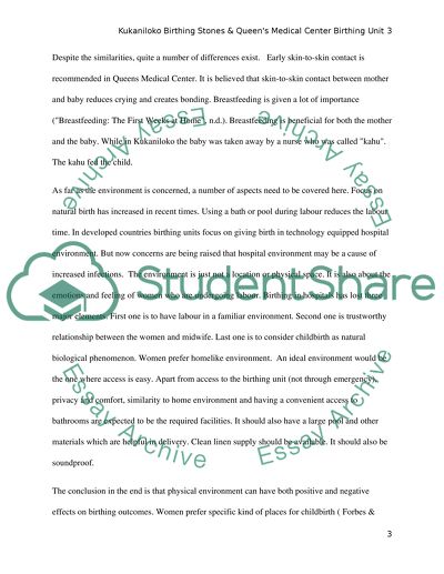 Comparison and Contrast of Kukaniloko Birthing Stones and Queens Medical Center Birthing Unit