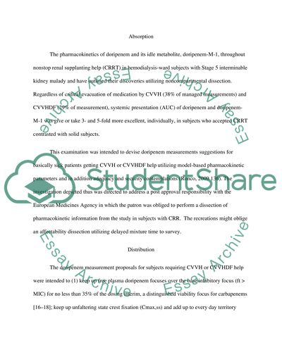 Pharmacokinetic properties of doripenem over UTI regimens course