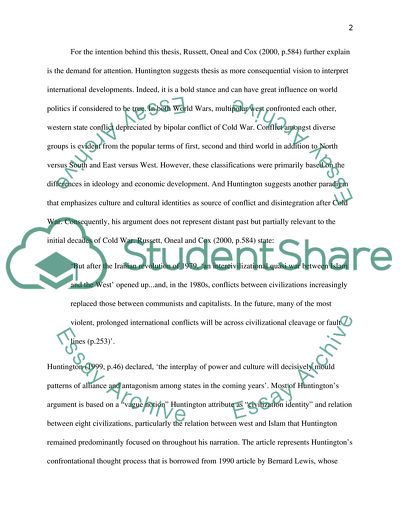 Is the Huntington Thesis of the Clash of Civilizations Inevitable