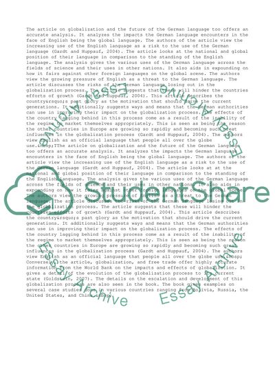 Globalization and the Future of German