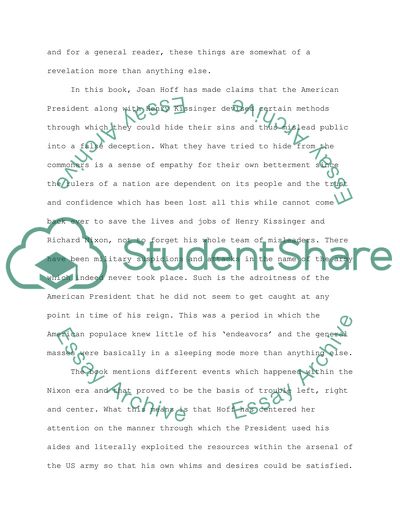 Analysis of the Joan Hoffs book: Nixon Reconsidered