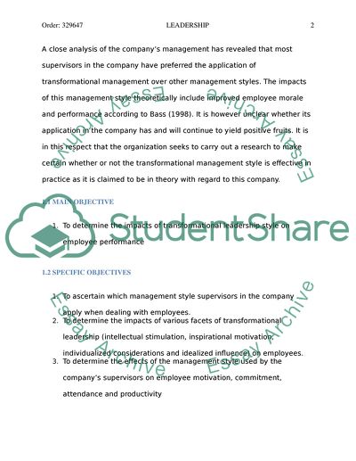 The Impacts of Transformational Leadership Style on Employee Performance