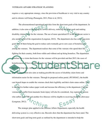 Veterans Affairs Strategic Planning