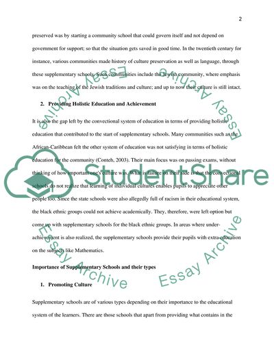 How Important Are Supplementary Community Schools for Diasporic Communities