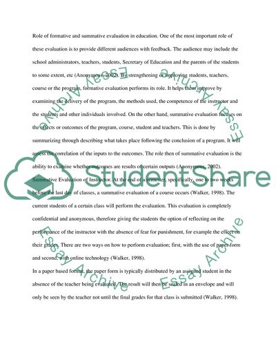 Formative and Summative Evaluation in Educatin