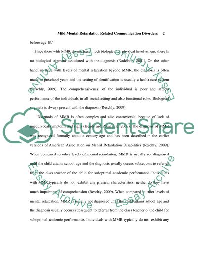 Mild Mental Retardation-Related Communication Disorders