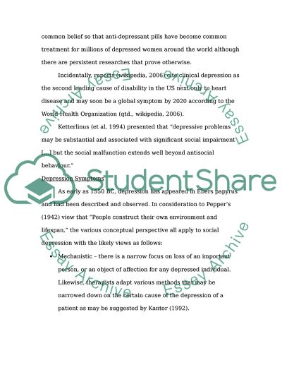 Depression: A Continuing or Discontinuing Syndrome of Social Malfunction