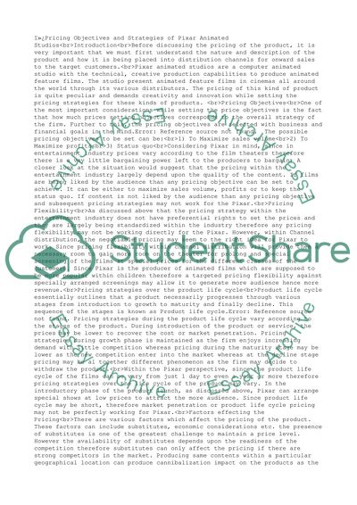 Pricing Objectives and Strategies of Pixar Animated Studios