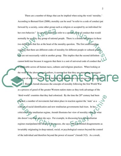 Rationale for Moral Action After 1918