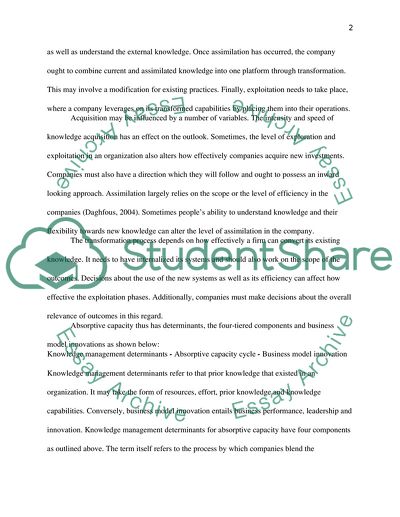 Absorptive Capacity in Knowledge Management
