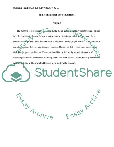 Future of Human Factors in Aviation