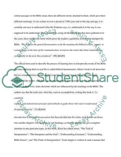 Introduction to Biblical Interpretation Critique