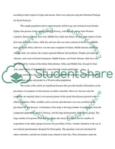 Self-Reported Skin Morbidity and Ethnicity