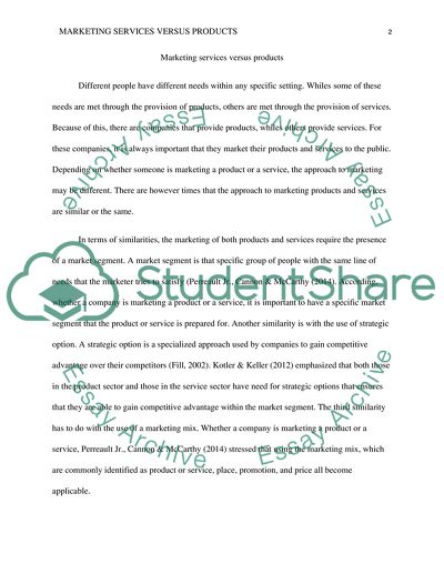 Marketing Services Versus Products