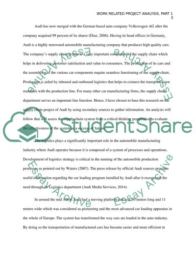 Supply Chain System Instated by Audi