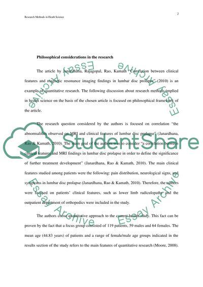 Research Methods in Health Science