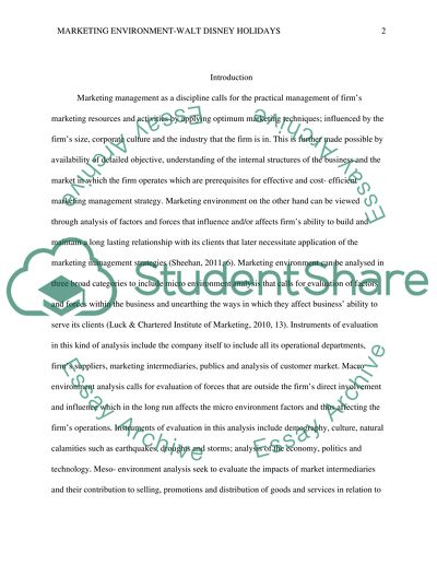 Marketing Environment of Walt Disney Holidays