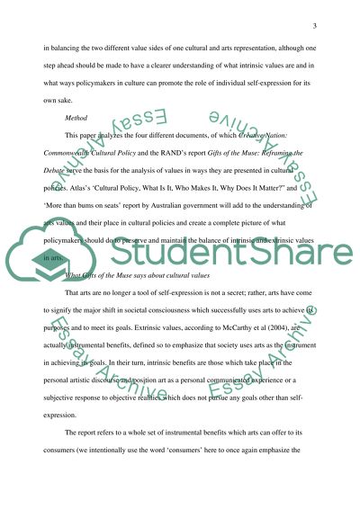 Investigating How a Cultural Policy Document Makes Statements about the Value of the Arts