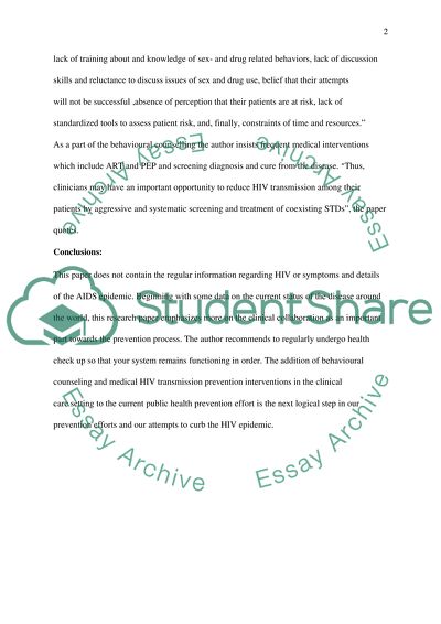 Human Immunodeficiency Virus Infection Prevention by Schreibman and Friedland