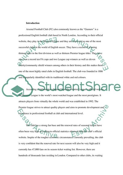 Buyer Behaviour and Analysis: Arsenal Football Club
