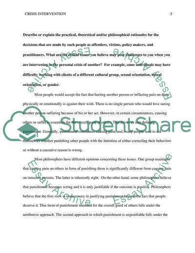 Crisis Intervention: Rationales in Solving Societal Crisis