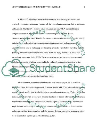 Counterterrorism and Information Systems Your protection versus your rights