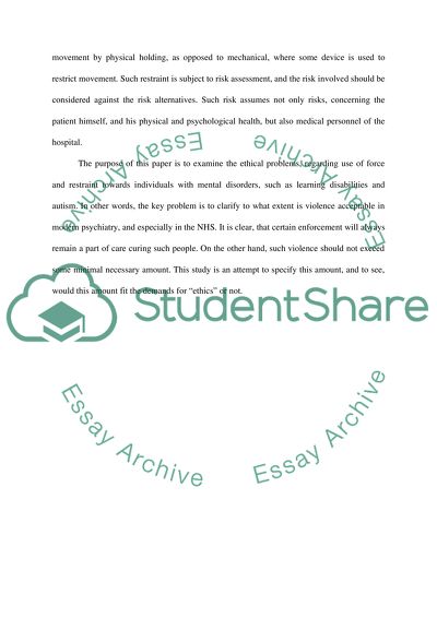 Individuals with Learning Difficulties and Autism: Ethical Issues of Use of Restraint