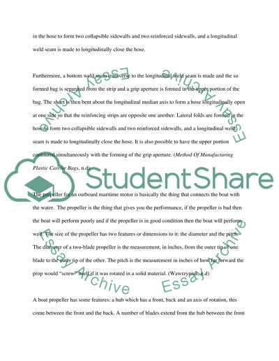 The Manufacturing Process for Plastic Bags, Pipelines, and the Propeller for an Outboard Maritime Motor