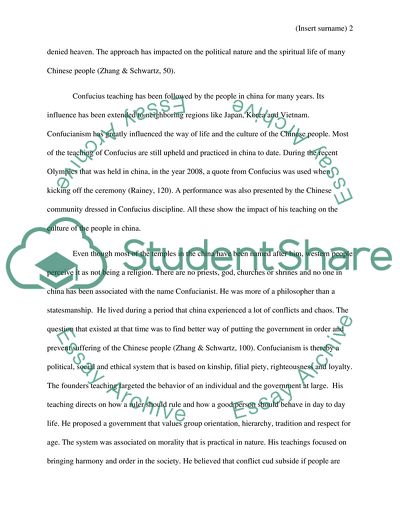 The Impact of Confucianism on the Culture of the Chinese People