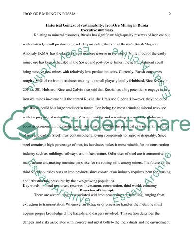 Historical Context of Sustainability: Iron Ore Mining in Russia