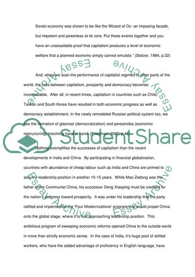 Capitalism and Democracy as a Highly Potent Economic Systems