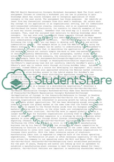 Wealth maximization concepts