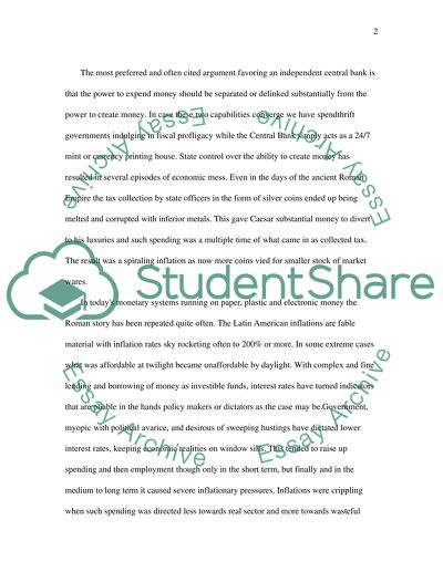 Analysis of the economic arguments of an independent central bank