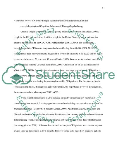 Chronic Fatigue Syndrome and Cognitive Behavioural Therapy