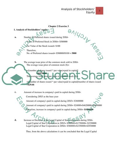 Analysis of stockholders equity