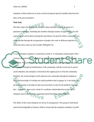 Analysis of Social Enterprise