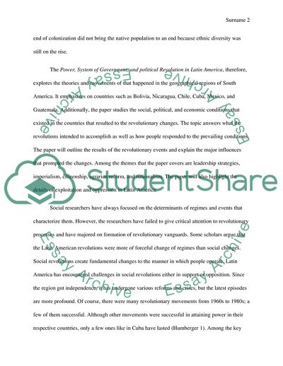 Power, System of Government, and Political Revolution in Latin America