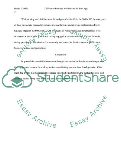 Difference between Neolithic to the Iron Age