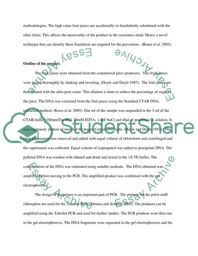 Fruit content of fruit juice and apple juice content of cider using DNA methodology