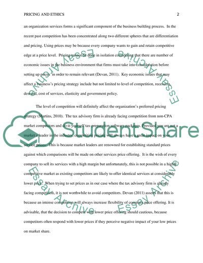 Economic and Ethical Issues of Pricing