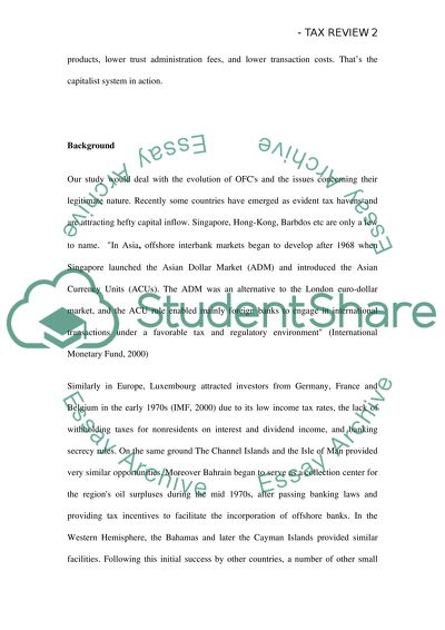 Tax Havens or Offshore Financial Centre