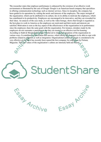Organisational Culture of Google and How It Impacts Its Operations