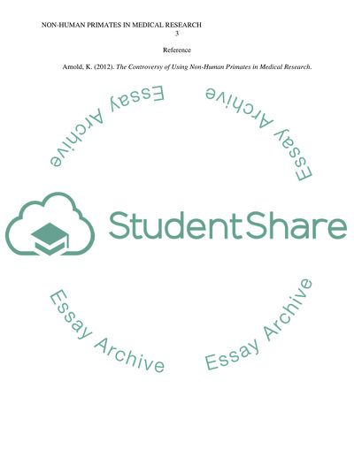 Non Human Primates in Medical Research