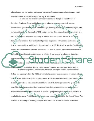 Women in US politic society from 1950-2014