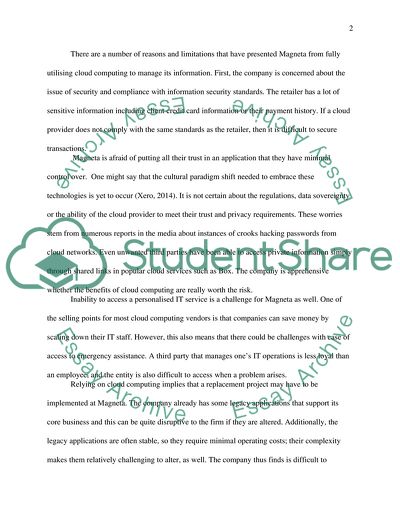 Issues with Introduction and Increased Use of Cloud Computing Services - Magneta