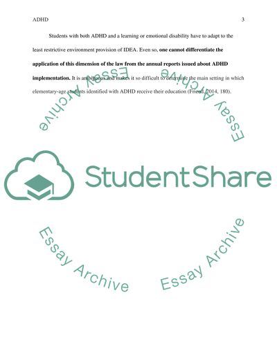 Elementary-Age Students Identified with ADHD Receive